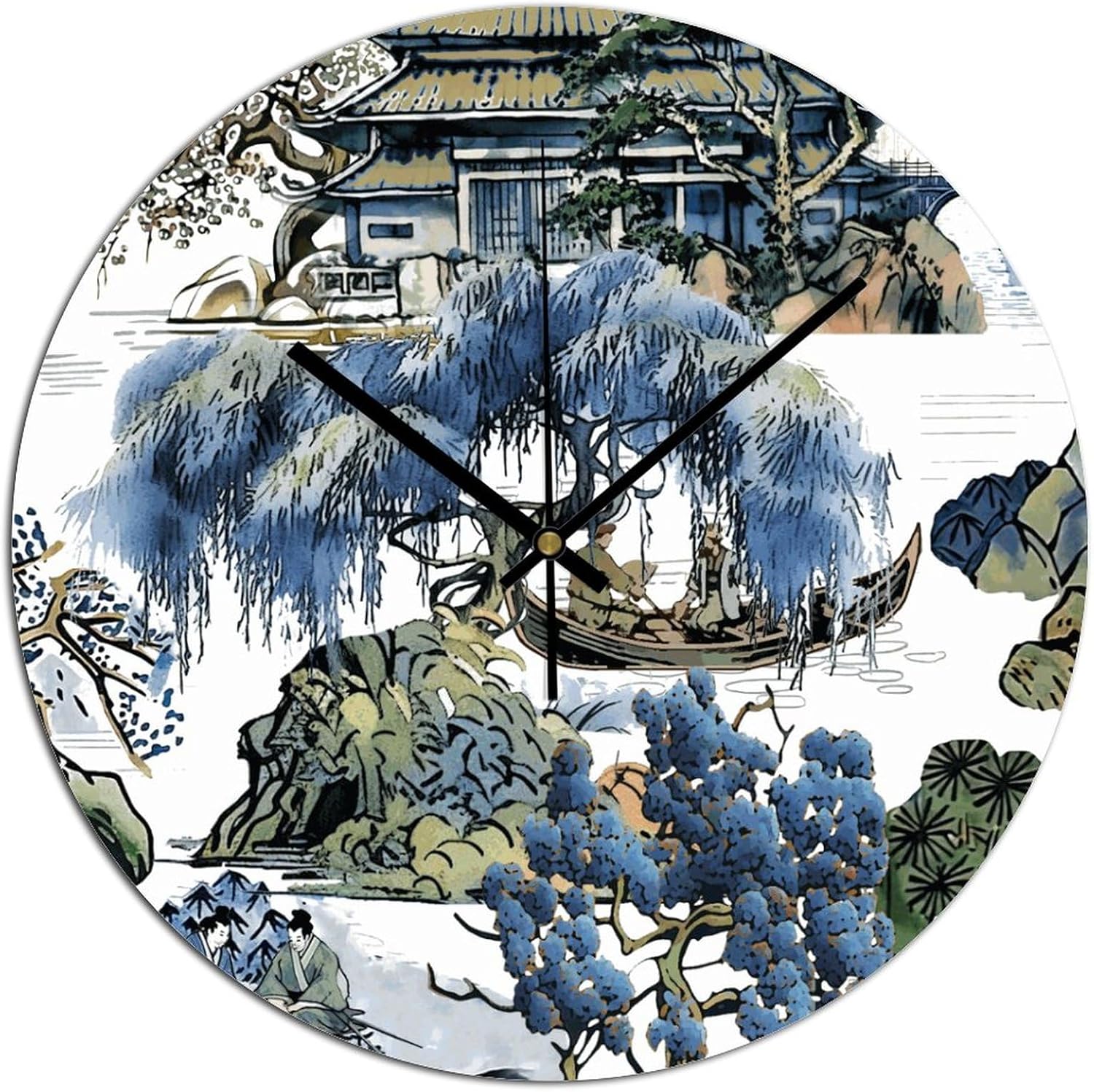 Kitchen Clocks Wall Battery Operated Chinoiserie Blue Wall