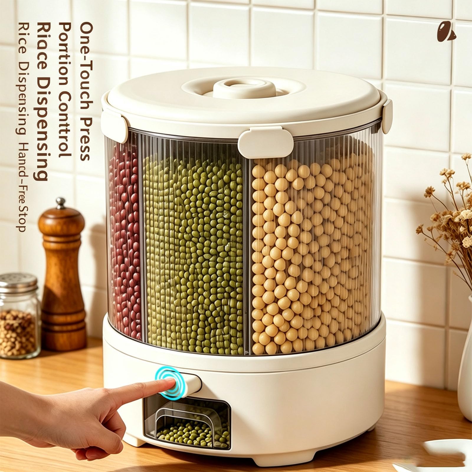 Organizador de arroz para encimera, color blanco