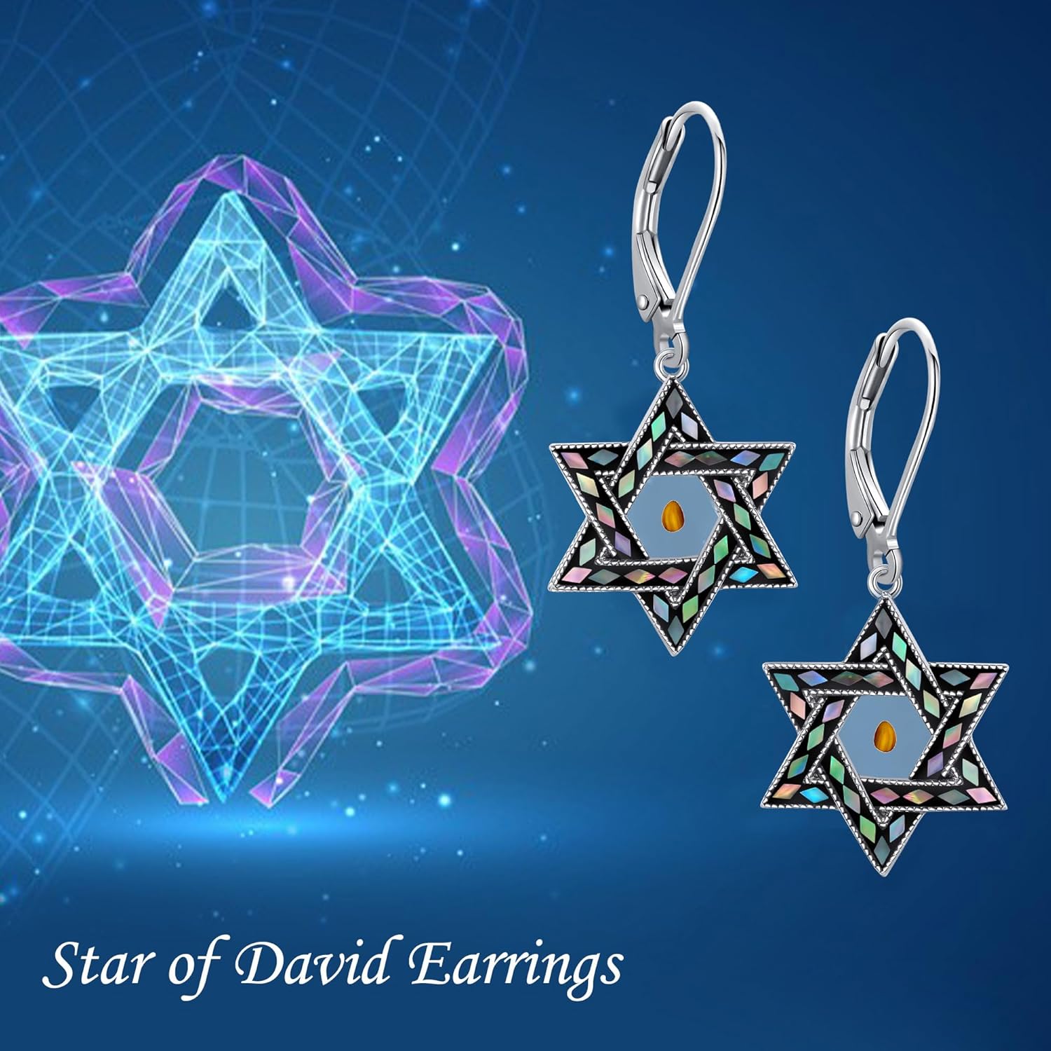 Star of David Earrings 925 Sterling Silver Cross Star of David Dangle Drop Earring Jewish Christian Jewelry Gifts for Women - Image 6