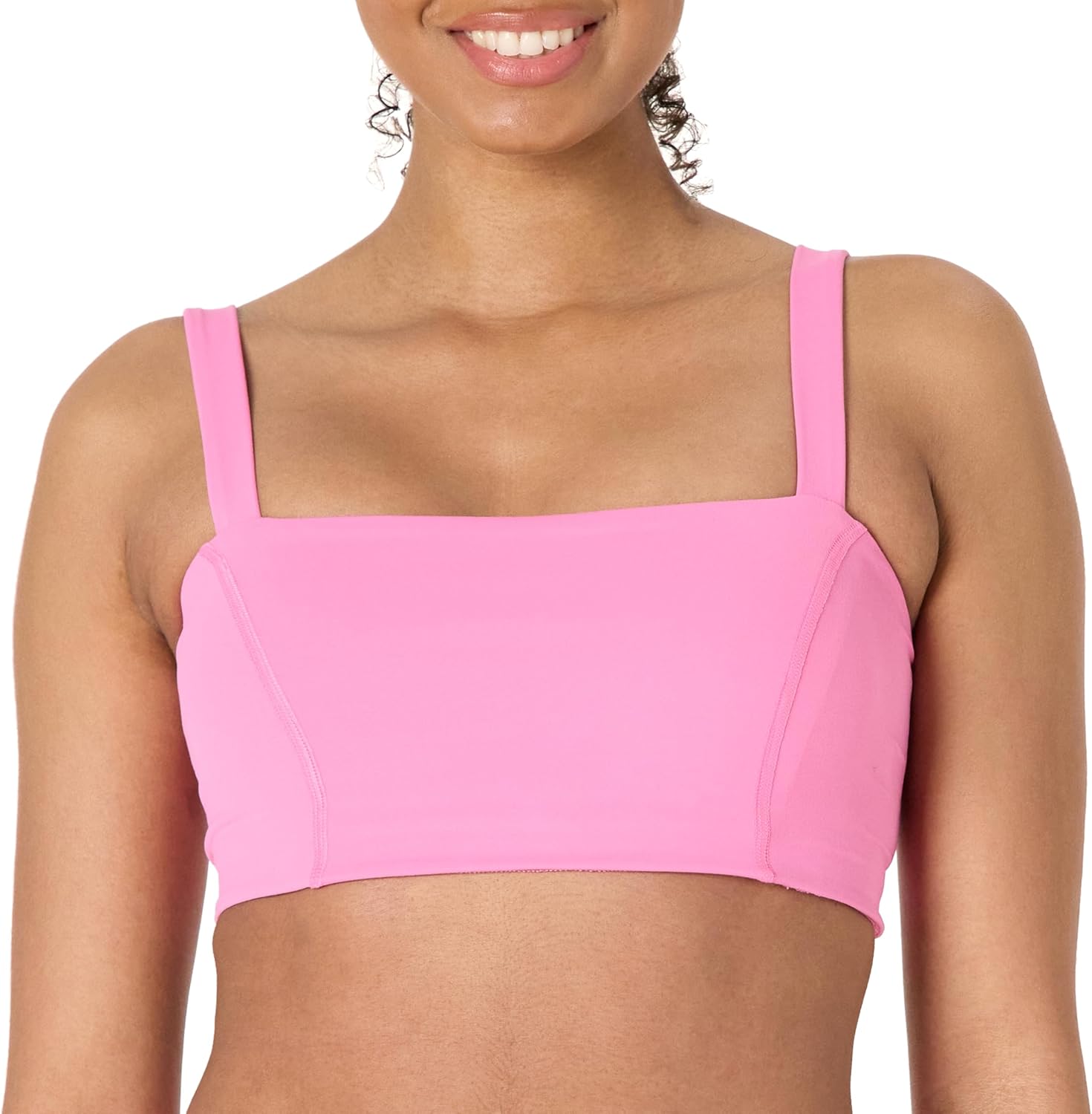 Amazon Essentials Women's Active FormFlex Buttery Soft Light Support Bandeau Sports Bra with Adjustable Straps