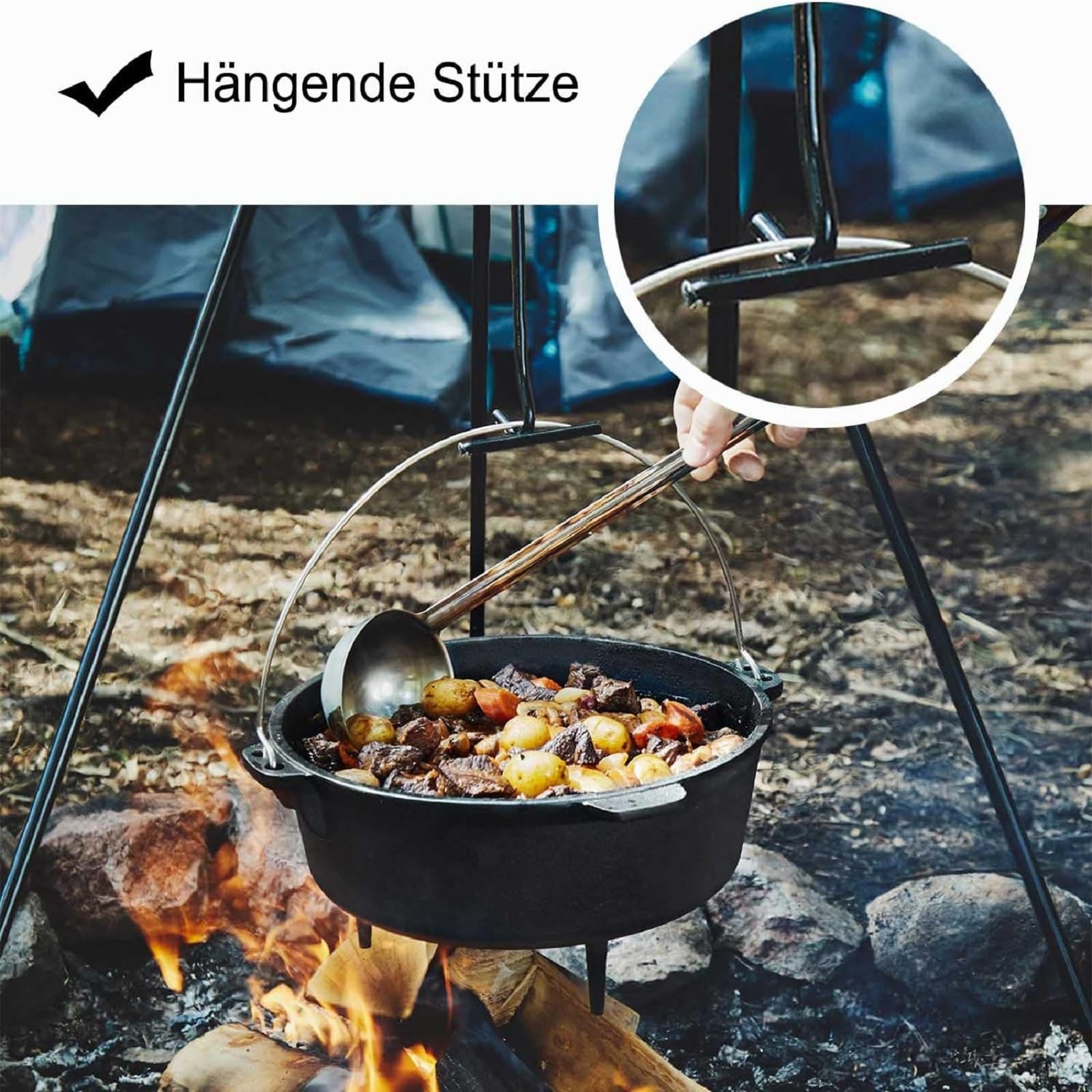 Dutch Ovens Sollevatore per Coperchio, Gancio per Manico del Sollevatore di Coperchio, Accessorio da Cucina, Sollevatore di Pentole da Esterno, per Barbecue, Pentole da Cucina, Campeggio, 26 CM