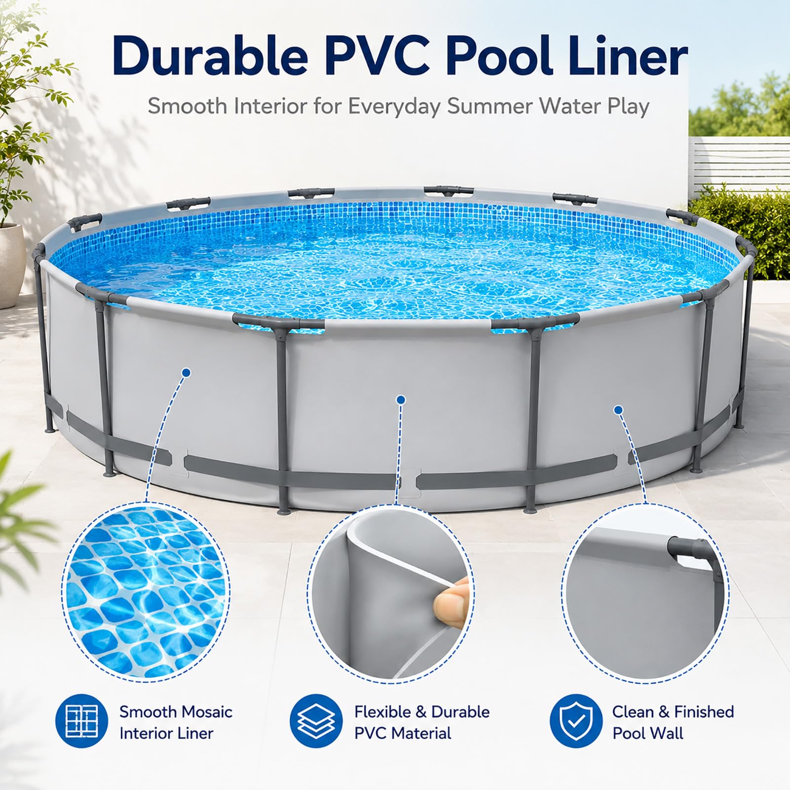 Grande Piscina Fuori Terra Tubolare, Piscina Familiare da Giardino | Telaio in Acciaio Resistente per un'Area Acqua Stabile e Divertente(305×76cm/120×30in)