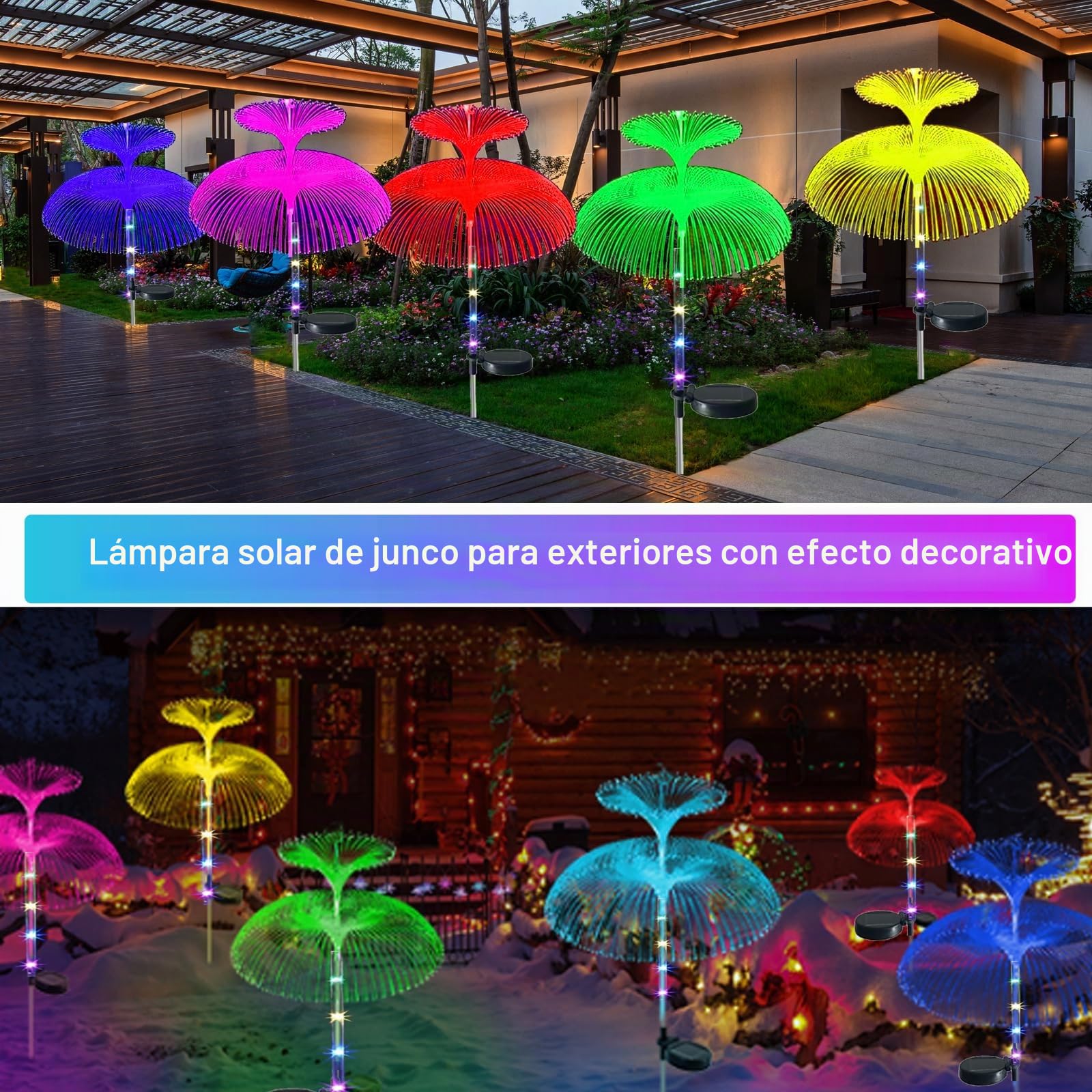 Luz Solar Exterior Jardin, 4 Piezas Luces Solares de medusa IP65 Impermeable Lámparas Solares para Camino Césped lecho de Flores Boda Fiesta