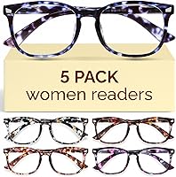 CCVOO Women's +1.5 Reading Glasses 5-Pack: Blue Light Blocking Readers with Spring Hinges for Comfortable Clear Vision