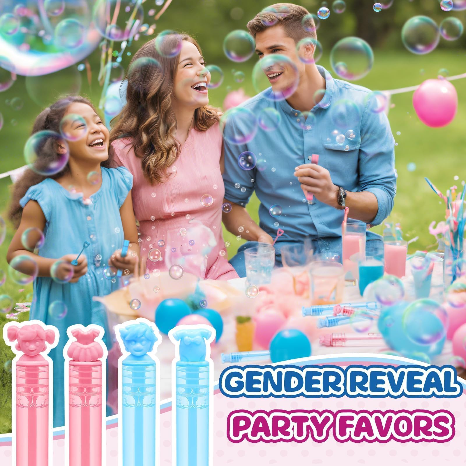 Gender Reveal Decorations, Mini Bubble Wands Party Favors for New Parents, 32 Pack Kids Birthday Supplies, Pregnancy Gifts Box for Expecting Mom, Girl Boy Baby Shower, Pinata Goody Bag Stuffers Filler
