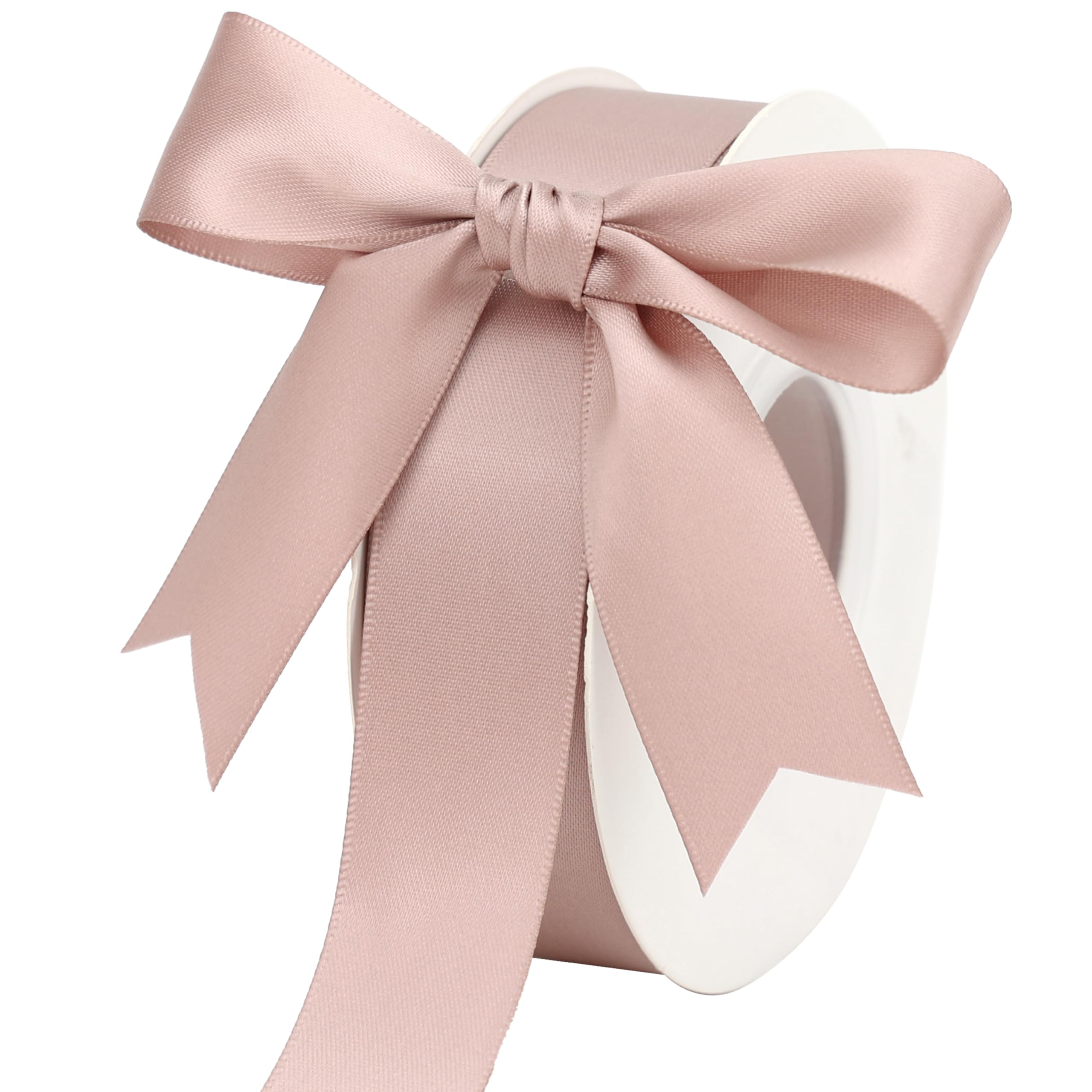DINDOSAL Dusty Rose Ribbon 1 Inch Double Face Dusty Pink Satin Ribbon for Wedding, Bridal Bouquet, Christmas Decorations, Crafts, Gift Wrapping - 25 Yards
