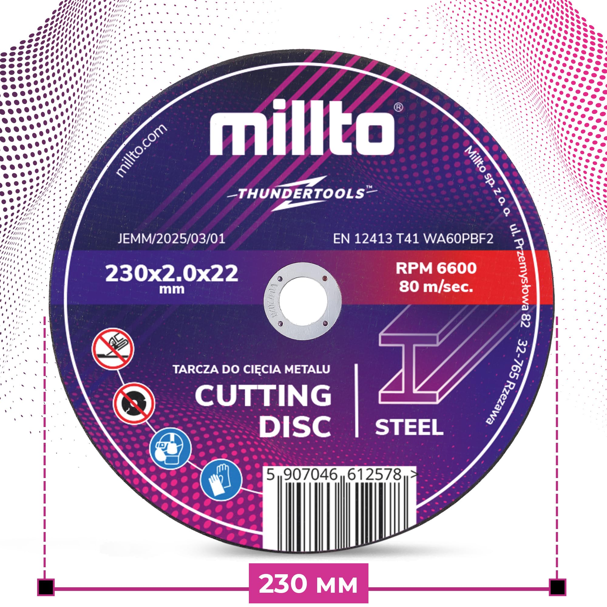 50x Millto Disco Corte Metal 230x2 mm Acero Inoxidable Chapa de Amoladora Angular Cortar Acero Hierro Plástico para Herramientas Trabajo Metálico Cortes Precisos
