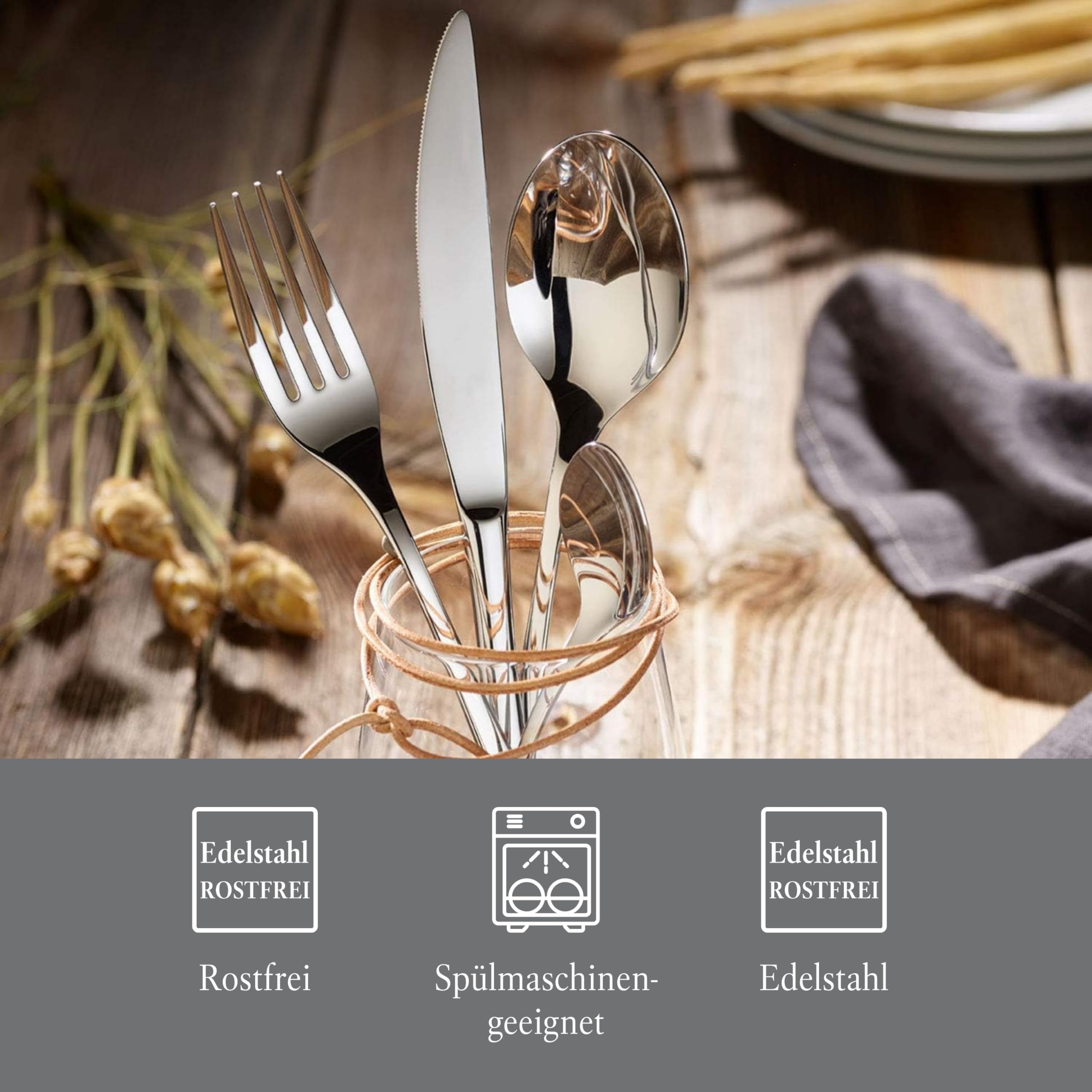 vivo - Villeroy & Boch Group – New Fresh Basic Tafelbesteck 24 Teilig 6 Personen, Spülmaschinenfest, Besteck Set, Essbesteck, Messer, Gabel, Löffel, Edelstahl