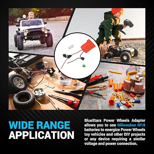 Miniatura 5 de BlueStars RED Power Wheels Adaptador para Milwaukee M18 Power Wheels Kit de conversión de batería con portafusibles y fusibles de cuchilla de 30 A