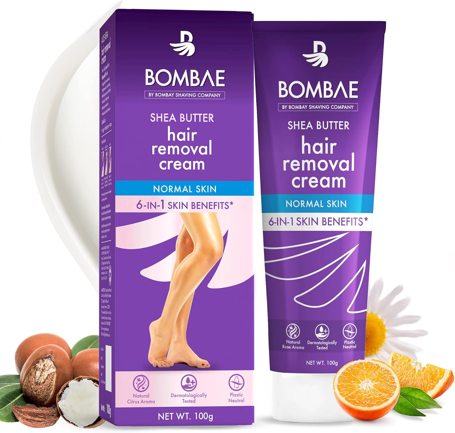 Bombae Shea Butter Hair Removal Cream For Women | Suitable For Sensitive Skin, For Body, Legs, And Bikini Line With Citrus Aroma | No Smell, No Darkening, No Drying Bombae Shea Butter Hair Removal Cream For Women | Suitable For Sensitive Skin, For Body, Legs, And Bikini Line With Citrus Aroma | No Smell, No Darkening, No Drying