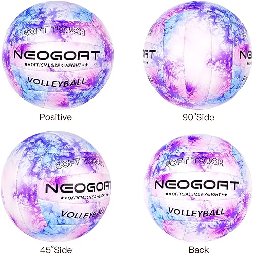 Miniatura 8 de Balón de voleibol morado para playa al aire libre, superficie gruesa de 0.118 pulgadas, piel suave, regalos oficiales de voleibol para jóvenes