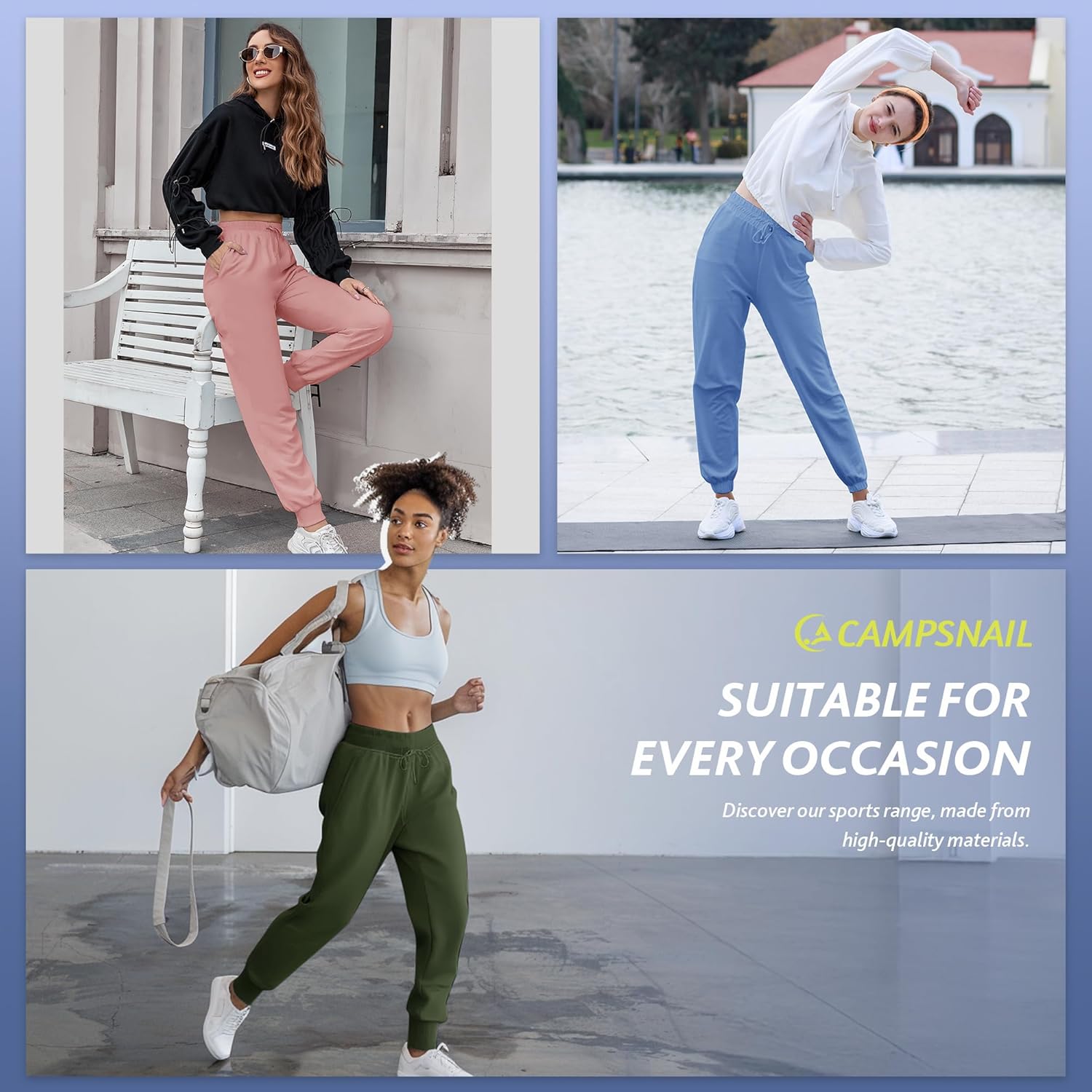 4 Pack Joggers for Women - Sweatpants with Pockets Lightweight Comfy Yoga Pants for Workout Travel Lounge - Image 3