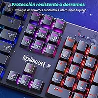 Vista 8 de Redragon Teclado Mecánico para Juegos con Cable, 11 Modos Retroiluminados Programables, Interruptor Rojo Intercambiable en Caliente, Anti-Ghosting