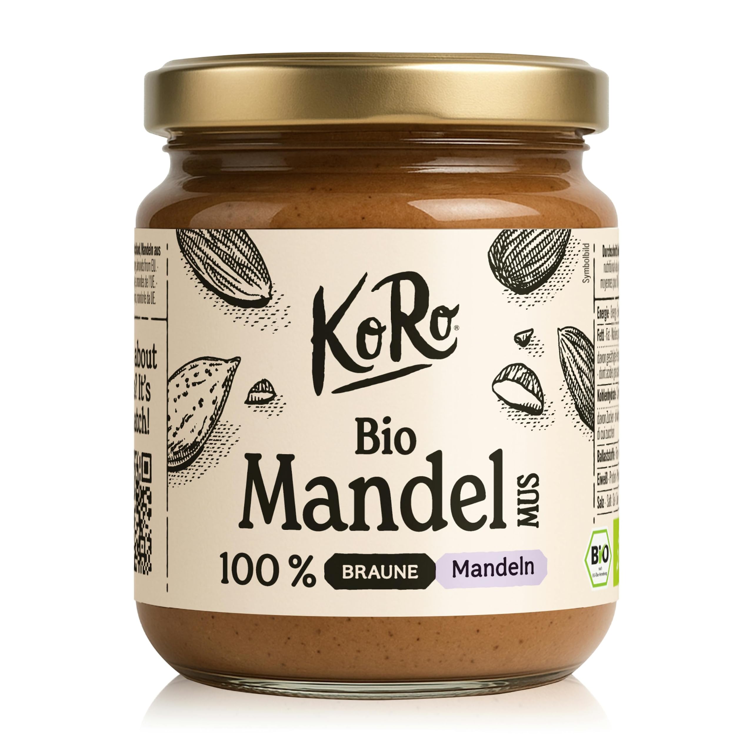 KoRo – Purée d’amandes complètes bio 250 g – Fabriquée à partir d’amandes 100 % non pelées – Vegan – Qualité biologique