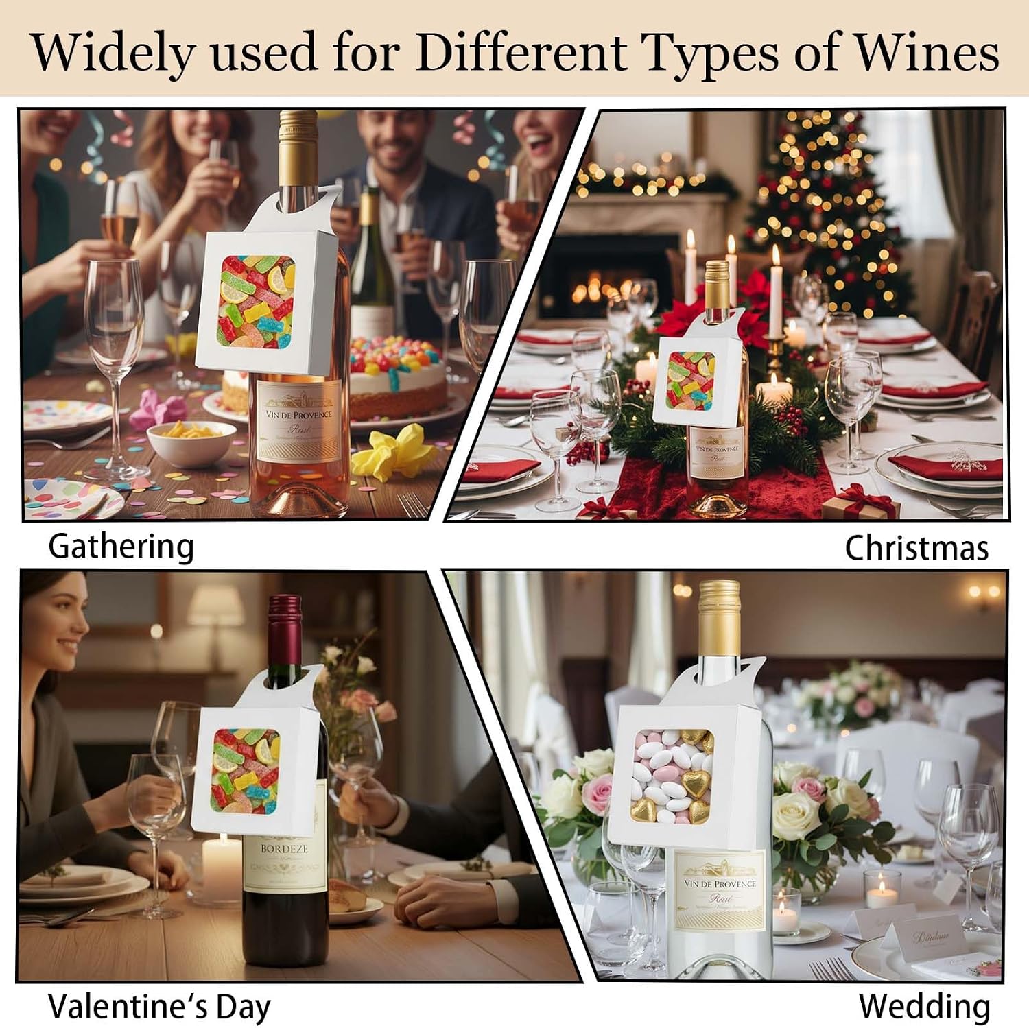 Muimurex 25 PCS Kraft Paper Wine Bottle Boxes with Window, White image 5