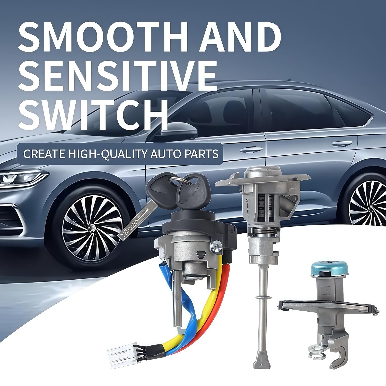 Ignition Switch Lock Cylinder, Left Driver Door Lock Cylinder, Trunk Lock Cylinder, Compatible with 2009-2014 Hyundai Sonata, 2011-2015 Hyundai Sonata Hybrid Replace OE 81970-3SA00 81250-3SA00