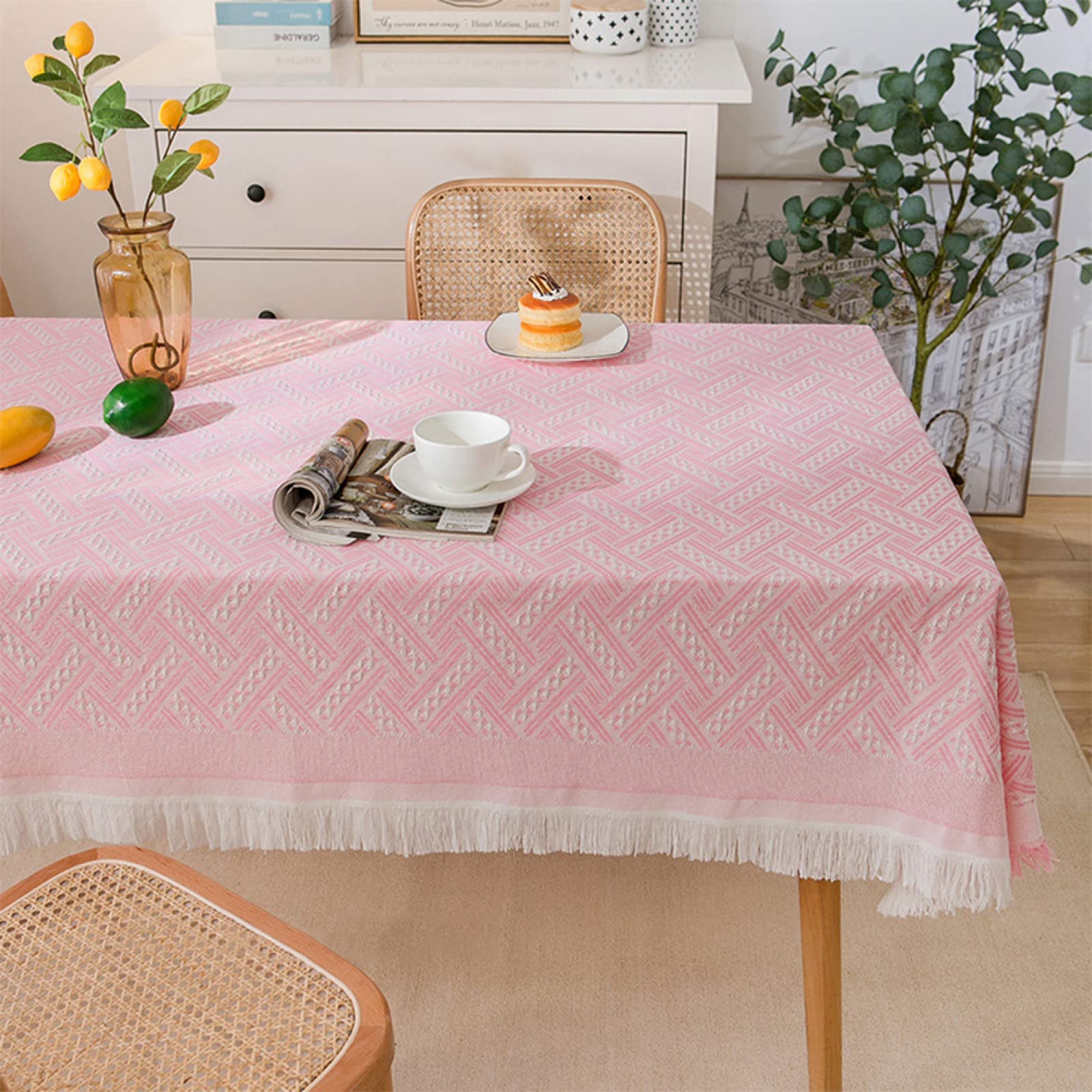 Nappe gland dentelle couverture de table 180x340cm coton lin banquet