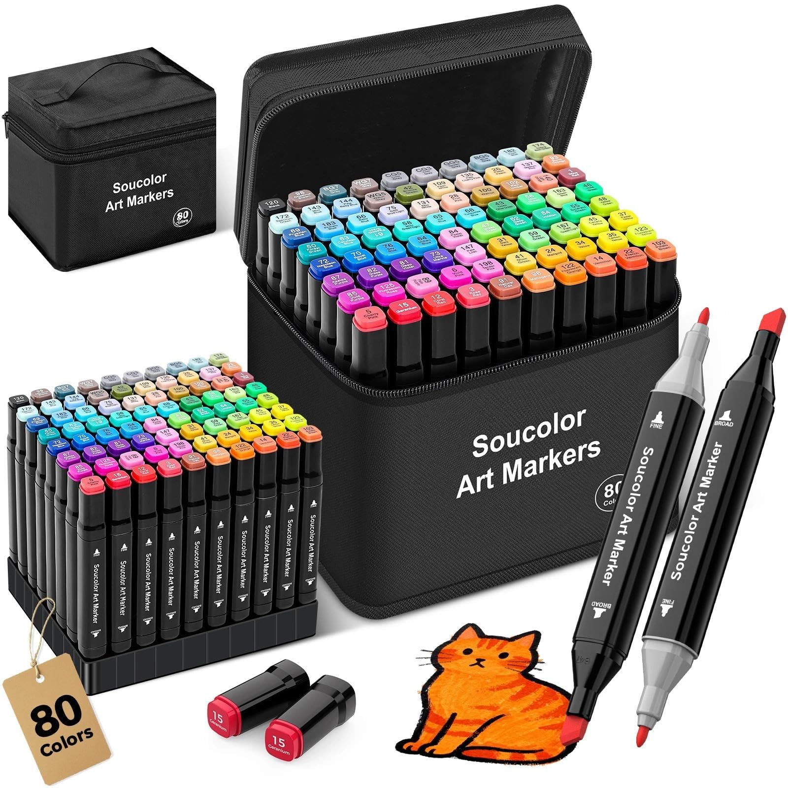 Amazon.com: Soucolor Alcohol Markers 80 Colors with Case & Holders