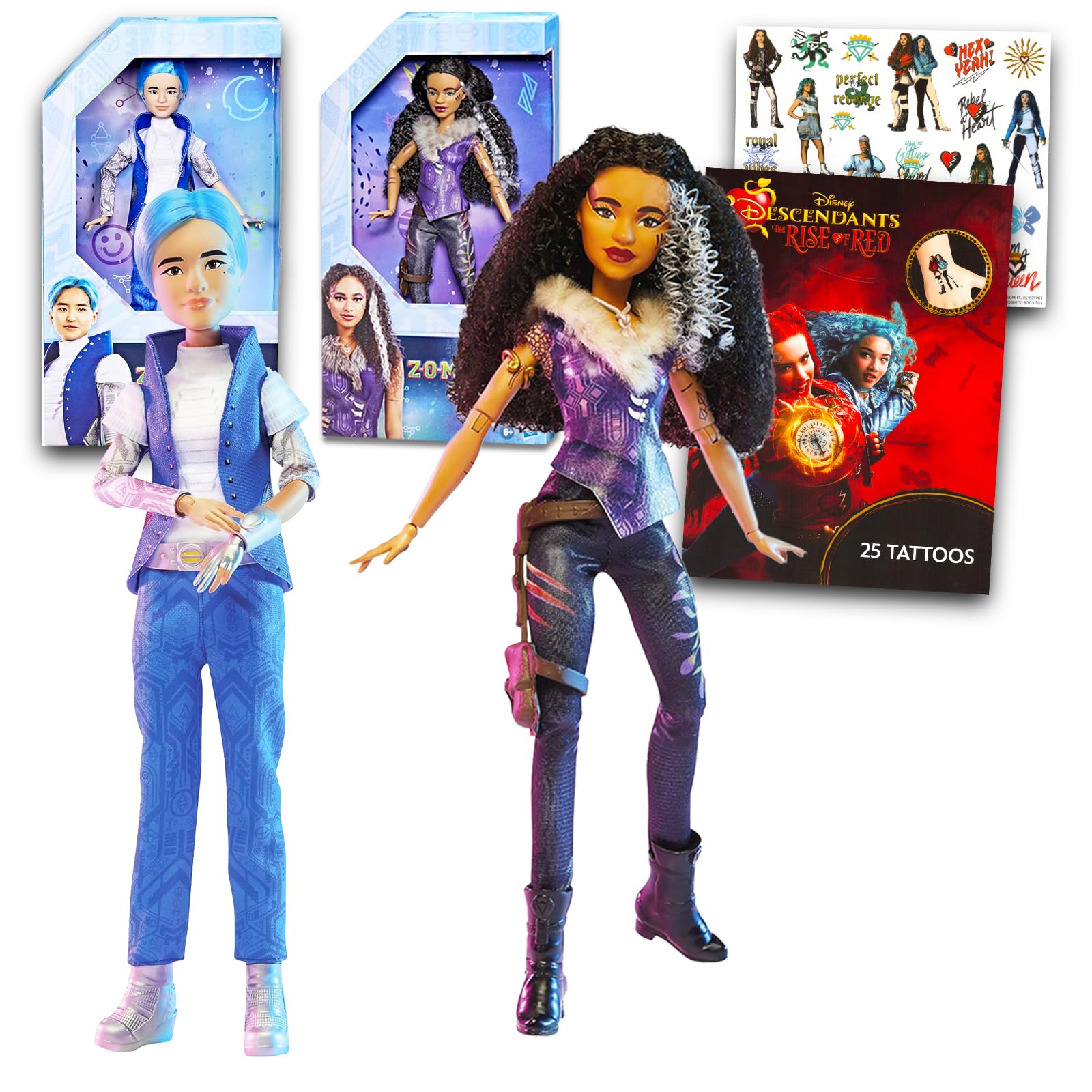 Disney Zombies Dolls Set for Girls - Bundle with 2 Zombies 3 Dolls Featuring Aspen and Willa Plus Tattoos for Kids | Disney Toys