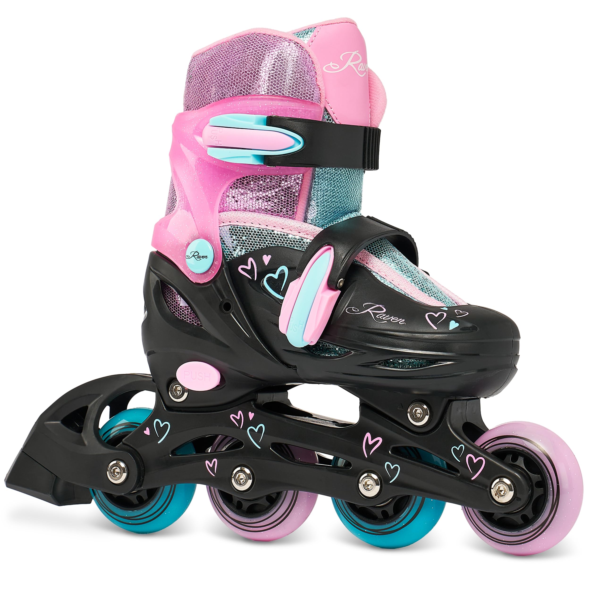 RAVEN 4in1 Inline Skates Triskates Rollschuhe Schlittschuhe Inliner für Kinder Mädchen verstellbar