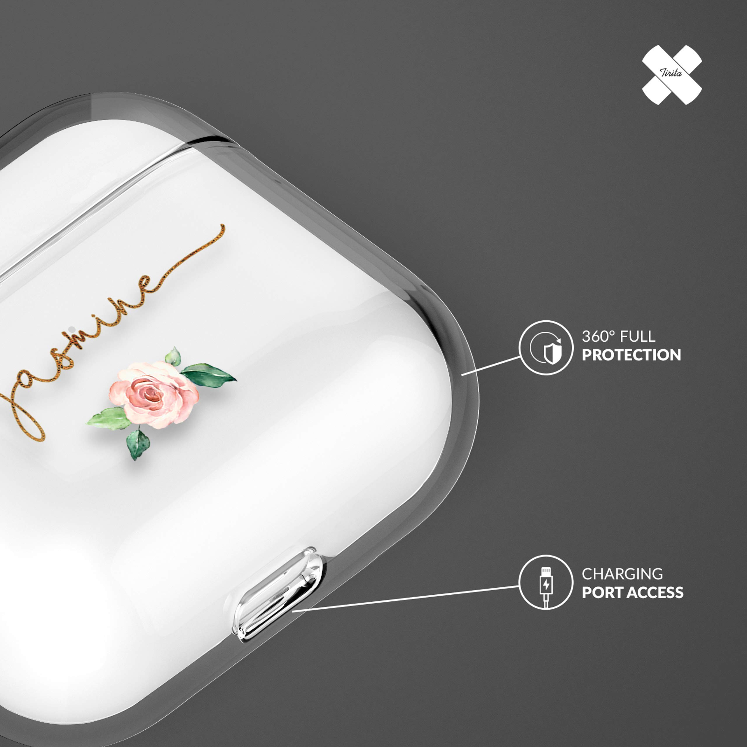 Tirita Personalised Custom Case Compatible with Apple AirPods 4th gen, Support Wireless Charging, with Carabiner, Front LED Visible [14- Golden Bee] — view 117