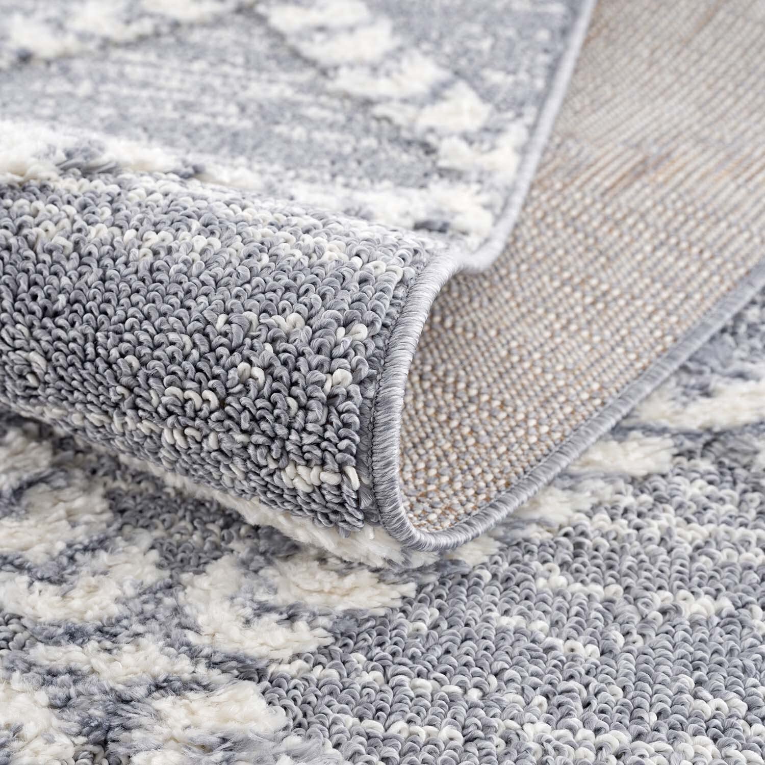 carpet city Shaggy tapijt, hoogpolig, woonkamer, 80 x 150 cm, landelijke stijl, etno-grijs, hoog-diep, 3D-effect, cut-loop tapijt, wollig, zacht, voor slaapkamer