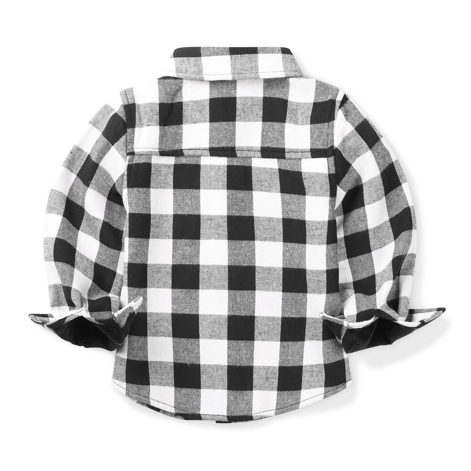 Aeslech Camisa con forro polar a cuadros para niño, Camiseta cálida de manga larga para niños pequeños
