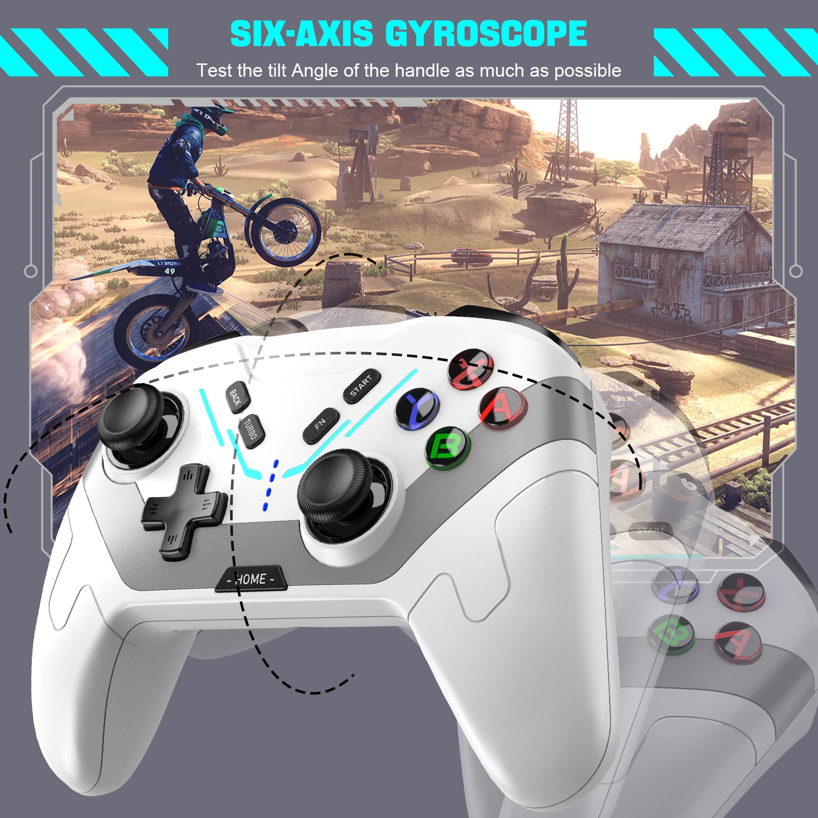 Diswoe Manette Pro pour Switch/Lite/OLED - Sans fil avec macro, réveil, lumineux, turbo, gyro 6 axes - Prise en charge Android/IOS/PC Windows 7810