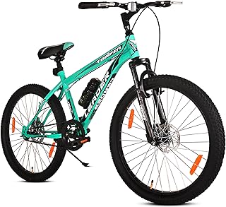 Leader TORFIN 26T City/Hybrid Cycle for Boys/Men with Dual Disc Brake and Front Suspension, Single Speed Without Gear - Ideal Cycle for Men of 10+ Years (Frame: 18 Inches) (26T, SEA Green Black)