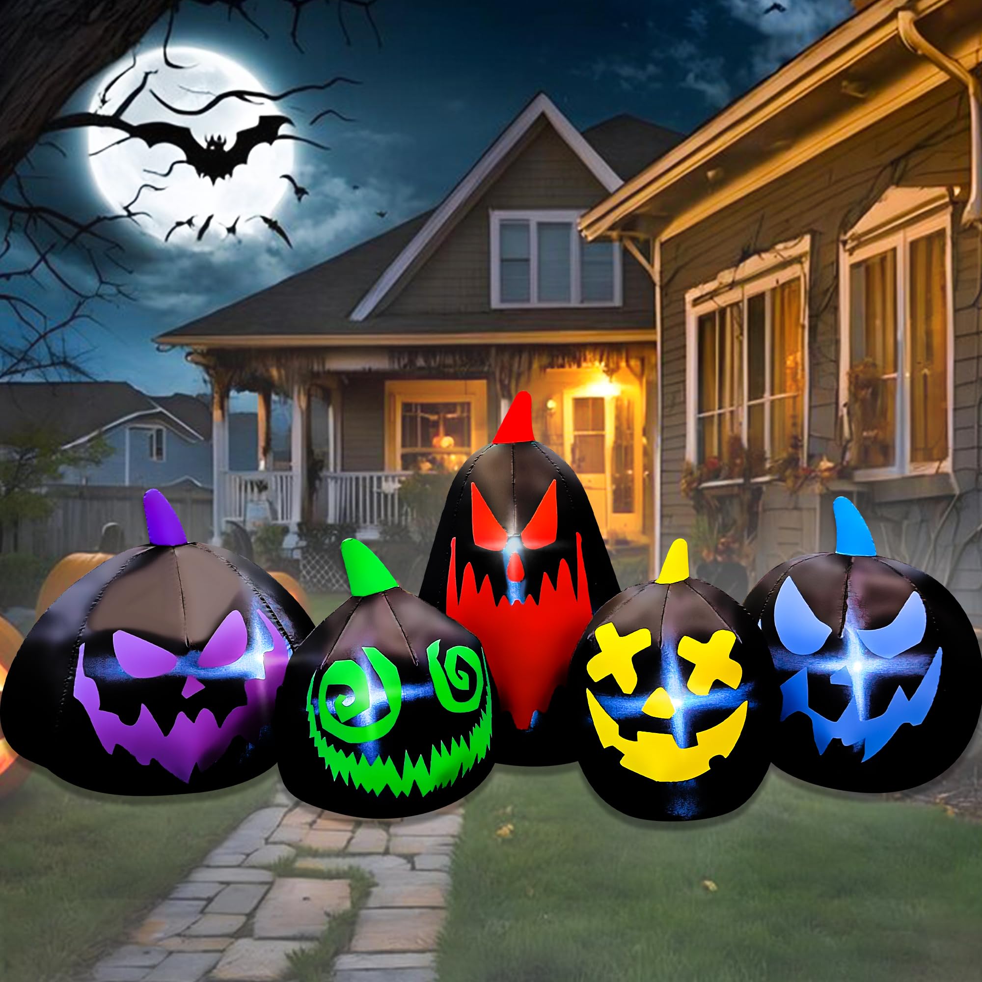 Citrouille gonflable Halloween haut de gamme de grande taille pour cour d'honneur