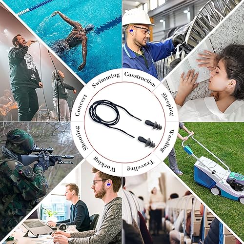 Miniatura 5 de Tapones para los oídos para dormir con cancelación de ruido, 16 pares de tapones reutilizables de silicona suave para los oídos, reducción de ruido