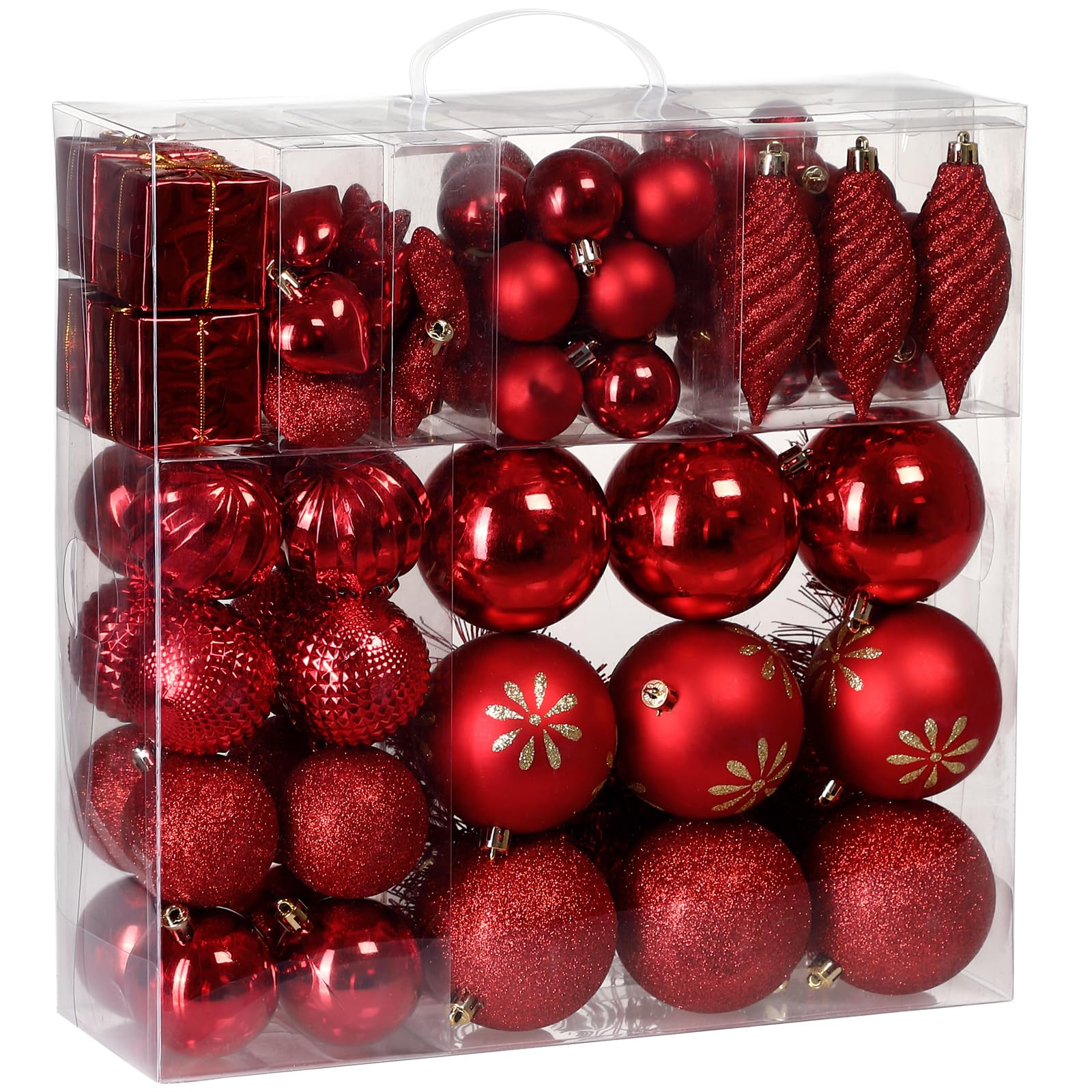Deuba® Palline Albero Di Natale 103Pz Ø 3-8Cm In Plastica Decorazioni Addobbi Natalizi Festività Famiglia Set Palle Decorative-image