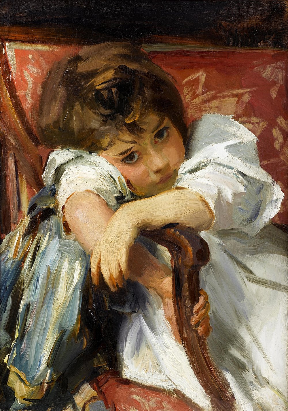 Cuadro Retrato de un Niño de John Singer Sargent mediano con marco marrón y acabado mate