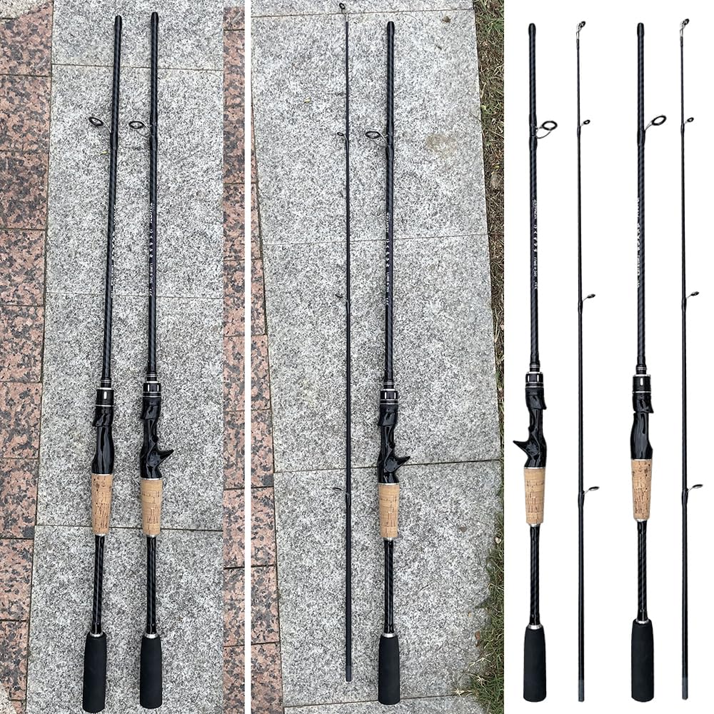 CañAs De Pescar Caña de pescar de fibra de carbono ML, 2 secciones, caña for spinning/casting, 1,65 m/1,8 m, peso del cebo: 8-25 g, con anillo guía de cerámica, caña for jigging CañA De Pescar(Casting