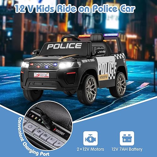 Miniatura 6 de Costzon Vehículo todoterreno de 12 V con control remoto luz intermitente de sirena música de bocina intercomunicador suspensión de resorte 3