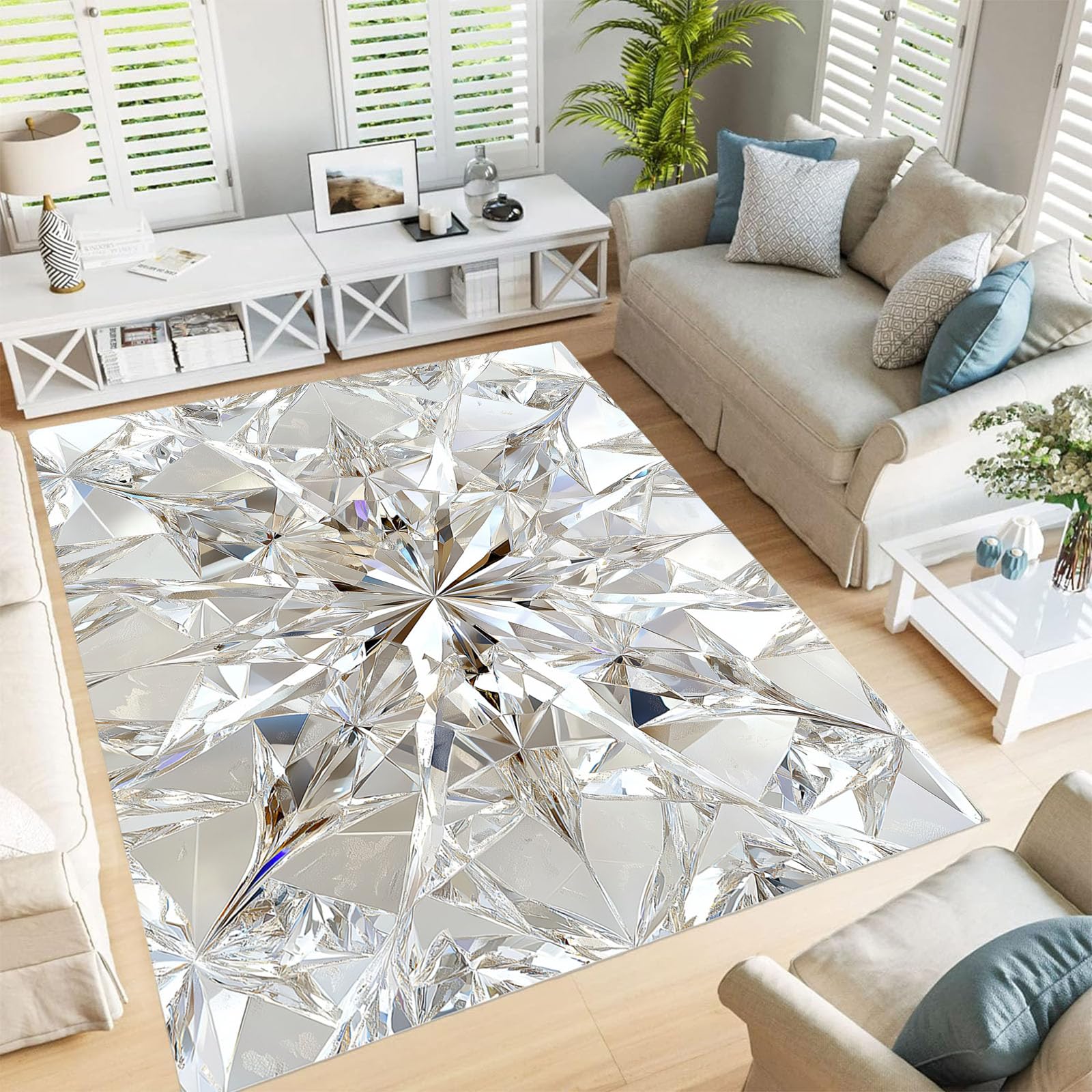 Tapis diamant lavable en machine 60x90cm gris résistant et sain