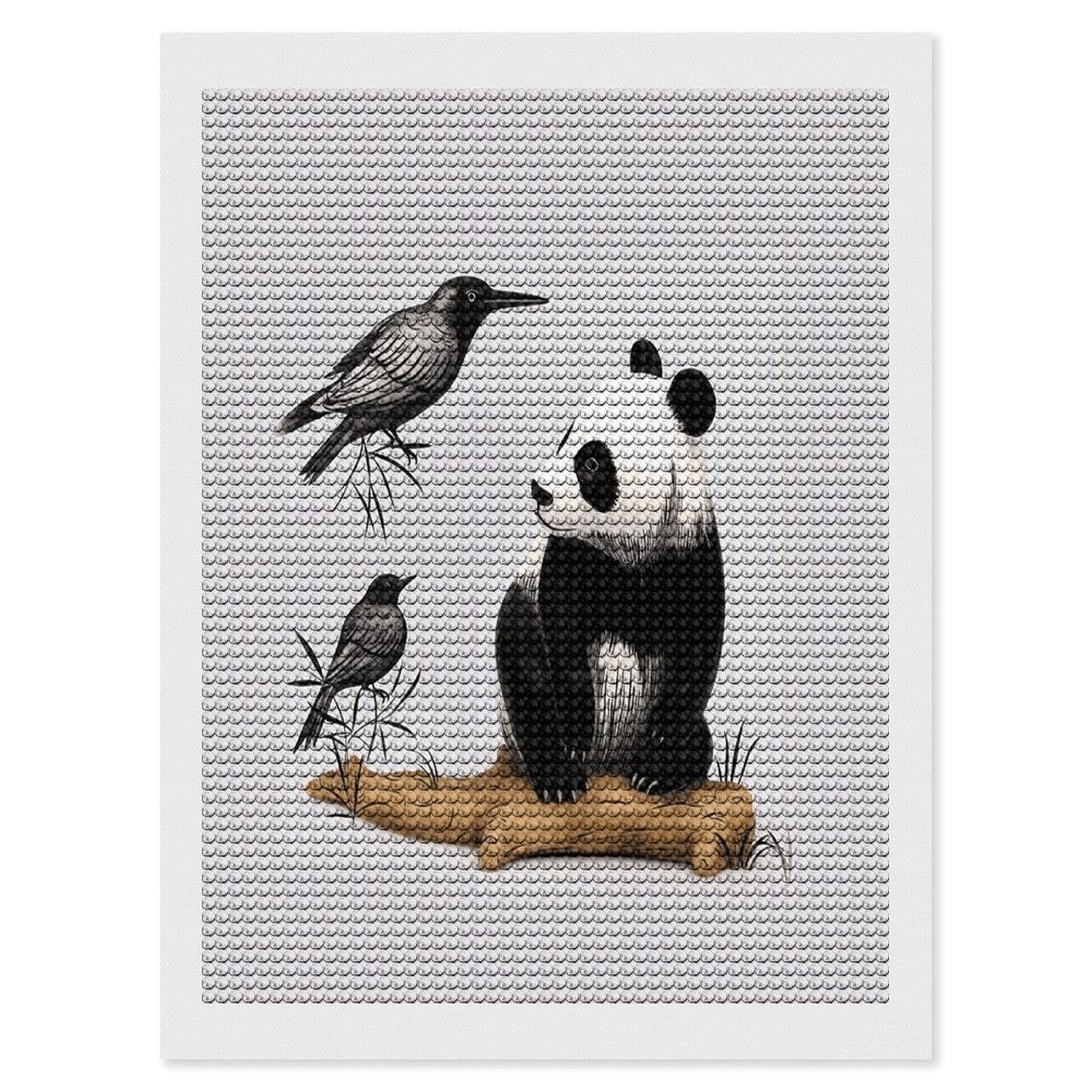 FekiLoot Bird Cedar Panda Diamond Painting Kits for Beginners DIY Diamond Art Kits for Adults Full Drill Round Diamond Dot Gem Art Painting Fun DIY Crafts for Home Kitchen Wall Decor Gift 12"x16"