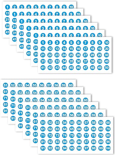 Miniatura 5 de 1200 calcomanías de números del 1 al 100, 24 hojas de calcomanías de vinilo para números, etiquetas impermeables, calcomanías numeradas