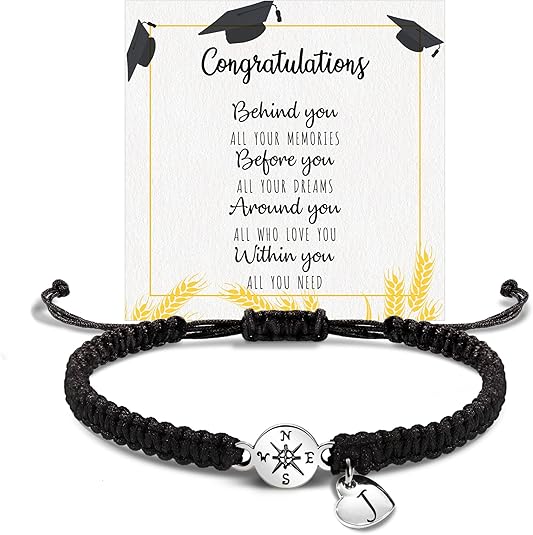 Graduation Gifts for Her 2025, 2025 Graduation Gifts High School College Graduation Gifts for Teen Girls 5th 8th Grade Masters Degree Grads Initial Bracelets for Women Letter A-Z Charm Bracelet Daughter Niece Granddaughter Girlfriend Jewelry