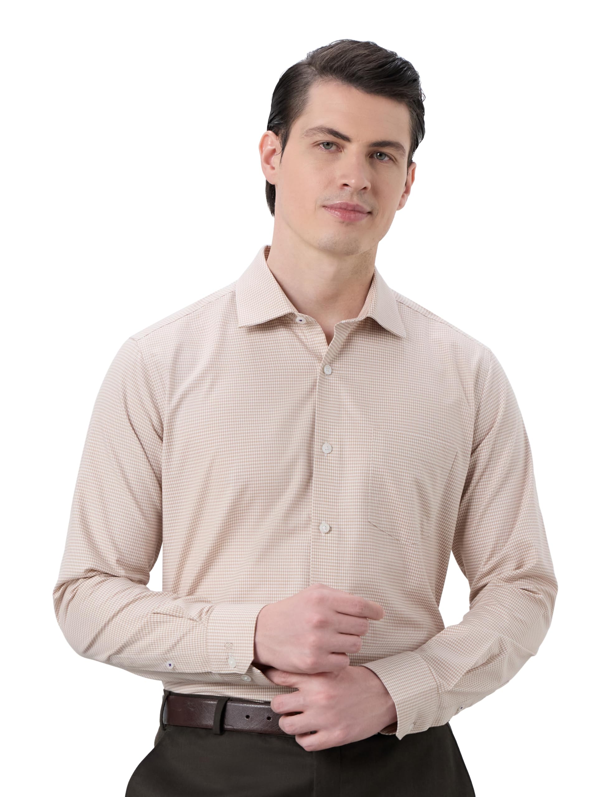 Symbol Premium Men’s 100% Cotton Formal Shirt | Textured Self Design | Regular Fit | Taped Construction | Available in Plus Sizes