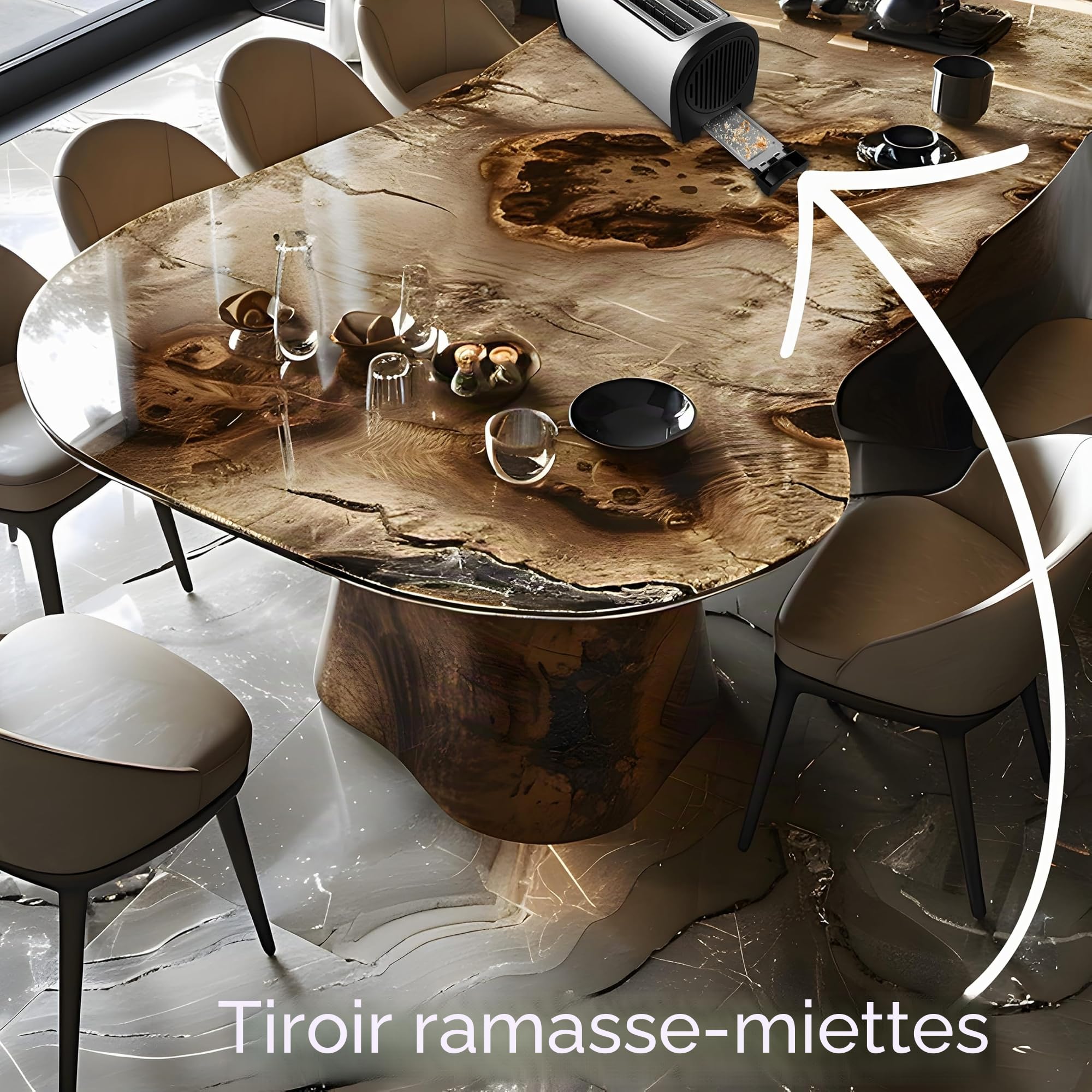 Steinborg Grille-pain 4 tranches avec grille à viennoiseries XXL - En acier inoxydable - Éclairage LED bleu - Arrêt automatique - Double fente - Grille-pain familial