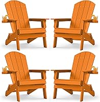 Vista 37 de YEFU Silla Adirondack, silla Adirondack de plástico de gran tamaño, sillas plegables para exteriores con soporte para tazas, silla de césped