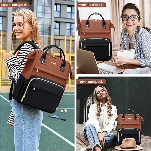 Miniatura 135 de LOVEVOOK Mochila para laptop para mujer, mochila para mujer a la moda, Negro, 15.6 pulgadas