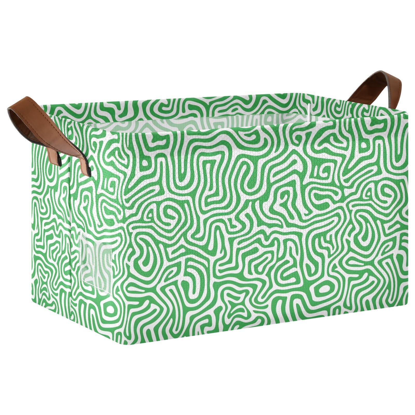 Grand panier de rangement à carreaux verts cube étanche avec poignées