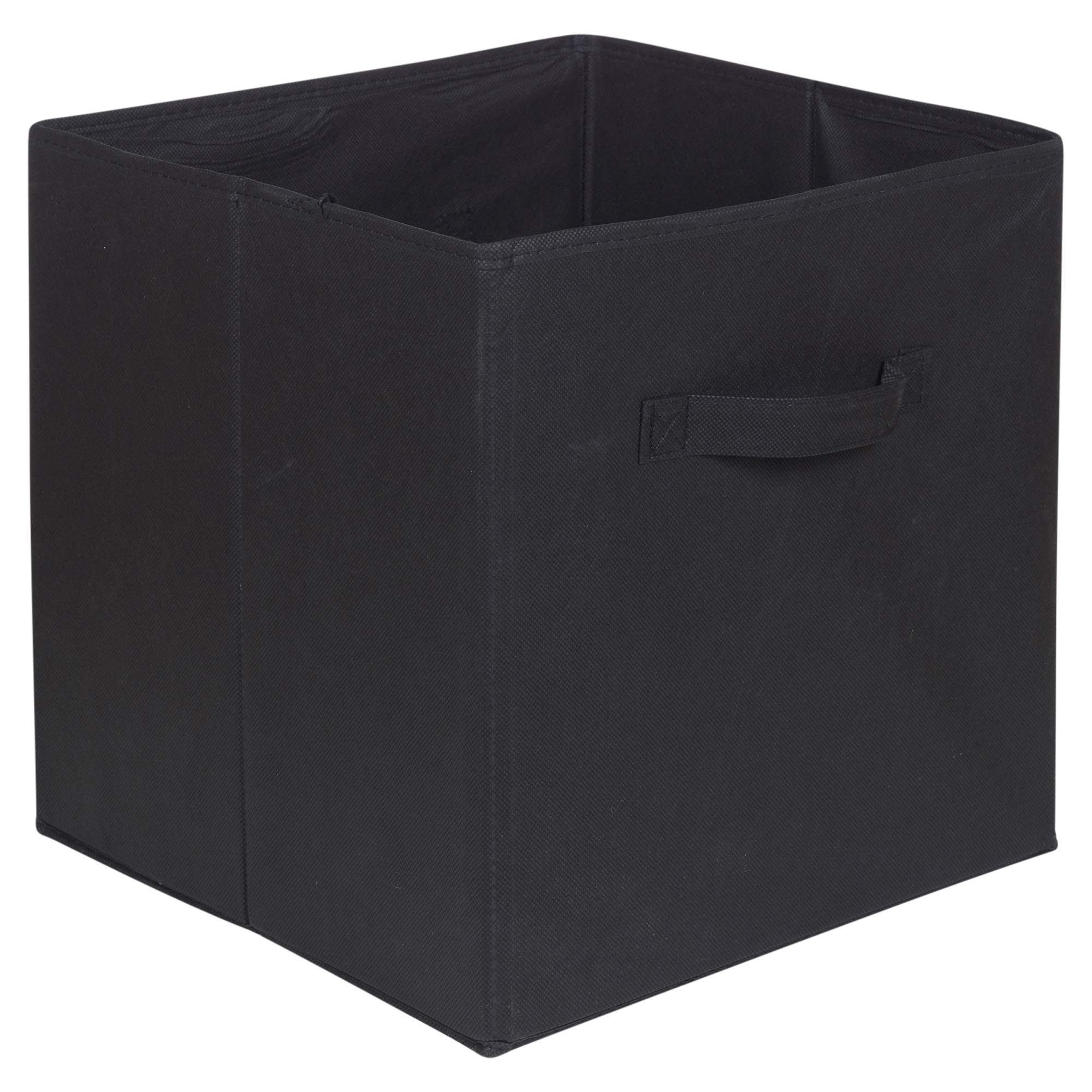URBNLIVING 4 Pcs Coloured Foldable Collapsible Fabric Storage Box Cubes Organiser Set (Black)