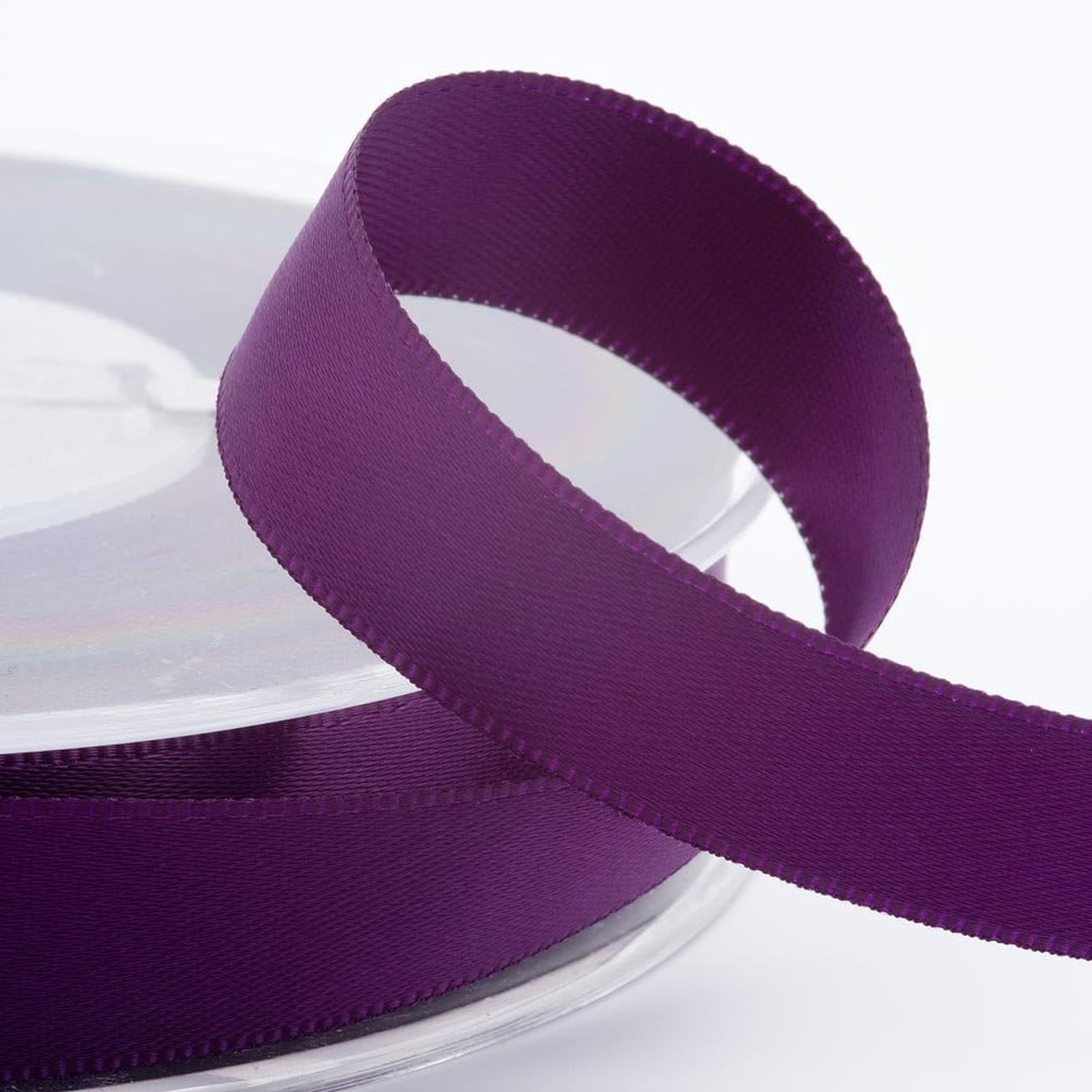 Italian Options Satin Ribbon, Fabric Ribbons for Gift Wrapping, Crafting, Balloons, Wedding Car, Presents, Cake, Christmas, Birthday, Gift Wrap Accessories, 10mm Wide x 25 Metre Roll, Aubergine