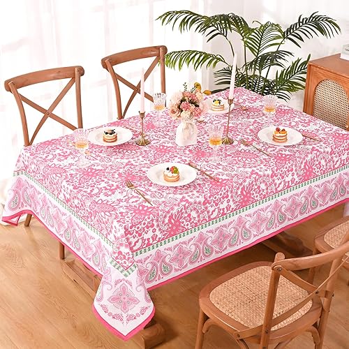 Vista 17 de Yinhua Mantel rectangular azul y blanco de 60 x 84 pulgadas, manteles para mesas rectangulares de 6 pies, mantel al aire libre para fiestas, mantel