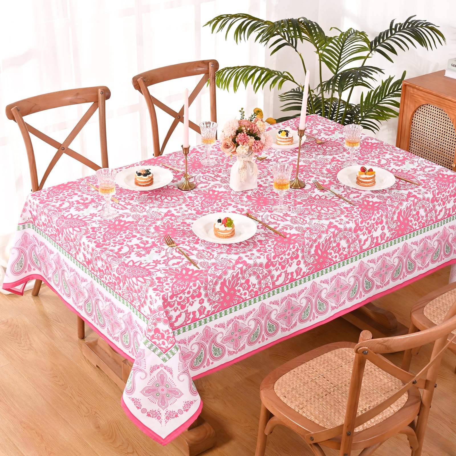 Arquiel Mantel Rectángula Colibrí Flor, PoliéSter Mantel De Tela Antimanchas Impermeable Lavable Duradera Para Cocina Comedor
