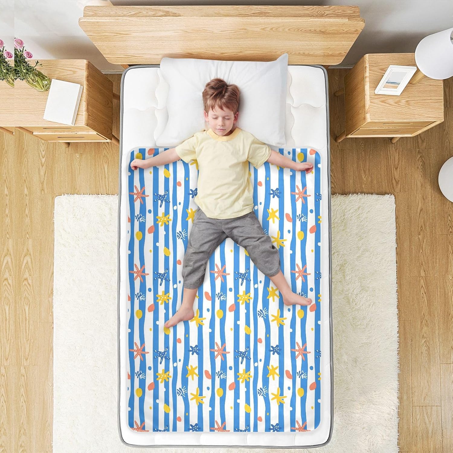 Blue Starfish Extra Large Resuable Potty Training Pad Highly Absorbent Pets Potty Training Mat Anti-Lip Travel Mattress for Baby Toddler Children , 52" L x 34" W