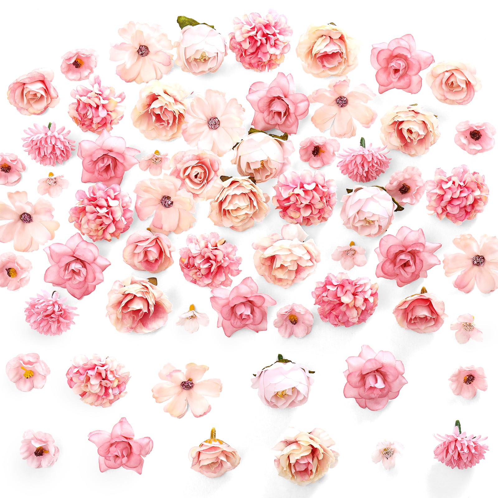 100 Têtes de fleurs artificielles en soie multicolores pour DIY